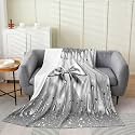Glitter Grey Fleece Blanket,Princess Romantic Bow Tie Throw Blanket for Sofa Adults,Cute Bowknot Soft Bedding Set Bed Couch,Queen (90 x 90 Inches)