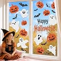 Glitter Halloween Window Clings Decor, Cute Ghost Pumpkin Stickers Decals