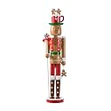 Glitzhome 24" H Nutcracker Christmas Decor Wooden Nutcracker Ornaments Gingerbread Man Nutcracker Figurine Traditional Christmas Decor for Tables Desktop Porch Holiday Festive