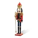Glitzhome 24" H Nutcracker Christmas Table Decor Wooden Nutcracker Ornaments King Nutcracker Figurine Traditional Christmas Decor for Tables Desktop Porch Holiday