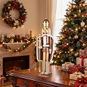 Glitzhome 24" H Wooden Christmas Nutcracker Ornaments Brown King Nutcracker Figurine Christmas Table Decor Traditional Christmas Decor for Tables Desktop Porch Holiday Festive