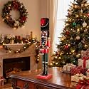 Glitzhome 24" H Wooden Christmas Nutcracker Ornaments African Soldier Nutcracker Figurine Christmas Table Decor Traditional Christmas Decor for Tables Desktop Porch Holiday Festive