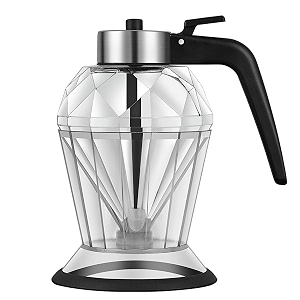 diamond shape syrup dispenserdurable glass dilute honey syrup pot with non-slip silicone bottom acrylic base perfect for olive oil runny honey syrup sauce distribution