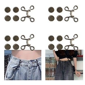 adjustable waist buckle for loose jeans pants pearl detachable instant jeans button pins waist tightener set make the waist fit for skirt pants robe 2pcs brown