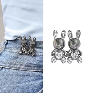 glnrm adjustable waist buckle for loose jeans pants pearl detachable instant jeans button pins waist tightener set make the waist fit for skirt pants robe 1pcs rabbit black