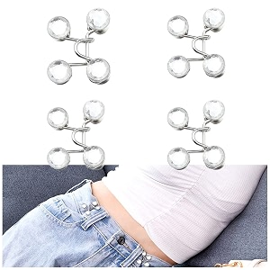 adjustable waist buckle for loose jeans pants pearl detachable instant jeans button pins waist tightener set make the waist fit for skirt pants robe 4pcs white diamond