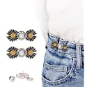 GLNRM Adjustable Waist Buckle for Loose Jeans Pants, Pearl Detachable Instant Jeans Button Pins Waist Tightener Set, Make The Waist Fit for Skirt Pants Robe