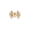 GLNRM Adjustable Waist Buckle for Loose Jeans Pants, Pearl Detachable Instant Jeans Button Pins Waist Tightener Set, Make The Waist Fit for Skirt Pants Robe (2 pcs, golden flower pin)