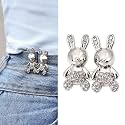 GLNRM Adjustable Waist Buckle for Loose Jeans Pants, Pearl Detachable Instant Jeans Button Pins Waist Tightener Set, Make The Waist Fit for Skirt Pants Robe (1pcs, Rabbit White)