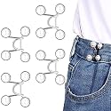 GLNRM Adjustable Waist Buckle for Loose Jeans Pants, Pearl Detachable Instant Jeans Button Pins Waist Tightener Set, Make The Waist Fit for Skirt Pants Robe (4pcs, White)