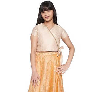 global desi girl girl39s regular t-shirt ss22gkr163tpbro_gold 5-6 yrs