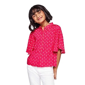 global desi girl girl39s regular fit tunic shirt r532tpry_pink 13-14 yrs