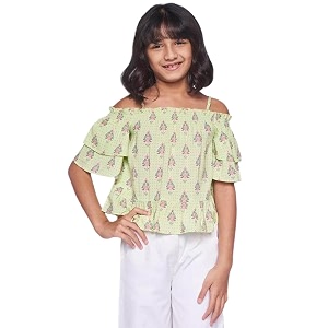 global desi girl girl39s regular t-shirt ss22gkr115tpry_mint 11-12 yrs