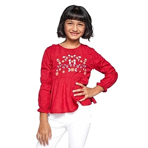 global desi girl girl39s loose fit tunic shirt r214tprl_red 7-8 yrs