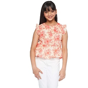 global desi girl girl39s regular t-shirt ss22gkr069tpcc_coral 11-12 yrs