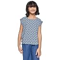 Global Desi Girl Girl's Regular T-Shirt (SS22KGR015TPRY_Indigo 11-12 Yrs)