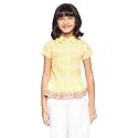 Global Desi Girl Girl's Regular T-Shirt (SS22GKR063TPCD_Yellow 5-6 Yrs)