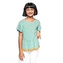 Global Desi Girl Girl's Flared Tunic Shirt (R213TPRL_Green 5-6 Yrs)