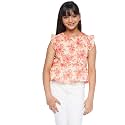 Global Desi Girl Girl's Regular T-Shirt (SS22GKR069TPCC_Coral 11-12 Yrs)
