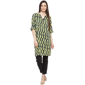 global desi Womens Mandarin Collar Printed Tunic