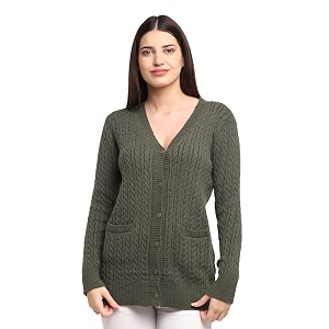 global republic knit regular fit round neck full sleeves cardigan for women