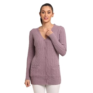 global republic knit regular fit round neck full sleeves cardigan for women