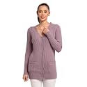 Global Republic Knit Regular Fit Round Neck Full Sleeves Cardigan for Women