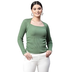 global republic knit regular fit round neck full sleeves pullover for women