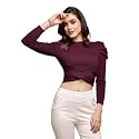 Global Republic Solid Knit Regular Fit Round Neck Full Sleeves Pullover for Women