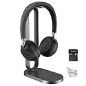 Global Teck Worldwide Yealink BH72 Wireless Bluetooth Stereo Headphones w/Mic, 35-Hour Battery, Wireless Charging, Work from Home Office - Zoom, Meet, Webex, Calls, Noise Cancellation Mic, GTW Cloth