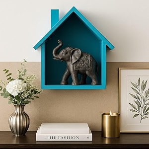 wooden house-shaped wall shelves  decorative wall mounted storage  home dcor living room organizer kids room shelf display shelf multicolor  home office living room kids room
