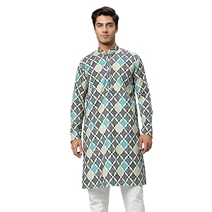 GLOBALRANG Mens Cotton Regular Festive Printed Long