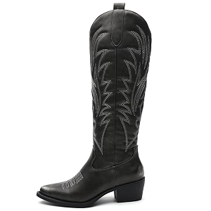 GLOBALWIN Womens Knee High Cowboy Boots Brown