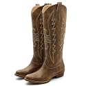GLOBALWIN Women39s Knee High Cowboy Boots Brown