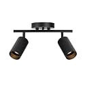 Globe Electric 64000114 2-Light Track Lighting Spotlight, Matte Black Finish, Ribbed Shades, Adjustable Heads, Compact 12-Inch Fixture, GU10 Base, Easy Installation