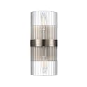 Globe Electric 65000046 2-Light Wall Sconce, Matte Brass, Ribbed Glass Shade, E12 Base Sockets, Wall-Lamp Dimmable, Lights for Bedroom, Kitchen Sconces Lighting, Home Decor, Mounted Bedside Lamp