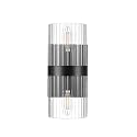 Globe Electric 65000050 2-Light Wall Sconce, Matte Black, Ribbed Glass Shade, E12 Base Sockets, Lights for Living Room, Home Decor, Lighting, Mounted Bedside Lamp
