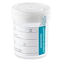 Globe Scientific 6523TP Tite-Rite Container with White Screw Cap, Thermometer Strip, and ID Label with Tab Seal, 60mL (2 oz), PP, Sterile, Graduated, Pack of 500