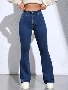 GLOBENAUT Flared Women Dark Blue Jeans