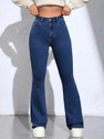 GLOBENAUT Flared Women Dark Blue Jeans