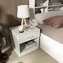 Swiss Bedside Table – Engineered Wood | Frosty White Finish, Knock Down, Storage (Open & Closed), 36-Month Warranty