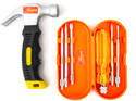Globus 303-Heavy Duty Hammer Stubby / Mini Claw Hammers AND SCREW DRIVER SET/6 IN BOX GLOBUS Curved Claw Hammer