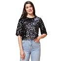 Globus Women Black Embellished Round Neck Party