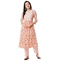 Globus Women Ivory Floral Print A-Line Kurta
