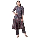 Globus Women Ivory Floral Print A-Line Kurta