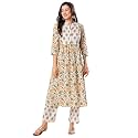Globus Women Ivory Floral Print A-Line Kurta