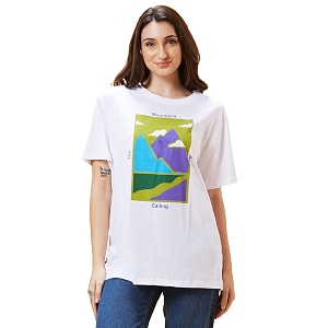 Globus Women Ivory Typography Print Round Neck