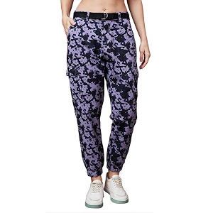 Globus Women Lavender Camo Printed Mid-Rise Regular