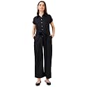 Globus Women Olive Solid Shirt Collar Jumpsuit