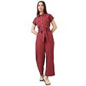 Globus Women Olive Solid Shirt Collar Jumpsuit